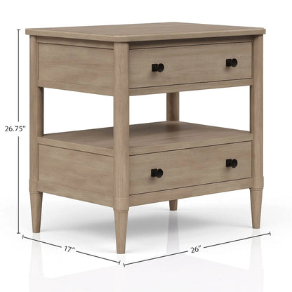 Open Nightstand With 2 Drawers and Felt Lined Top