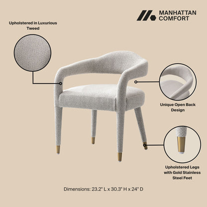 Aspen Solid Wood Mid Century Tweed Armchair