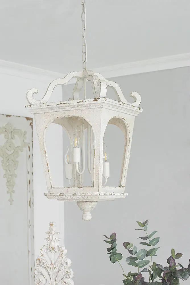 Four Light Wood Chandelier with Adjustable Chain