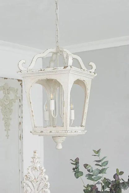 Four Light Wood Chandelier with Adjustable Chain
