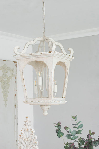 4 Light Fir Wood Chandelier with Adjustable Chain