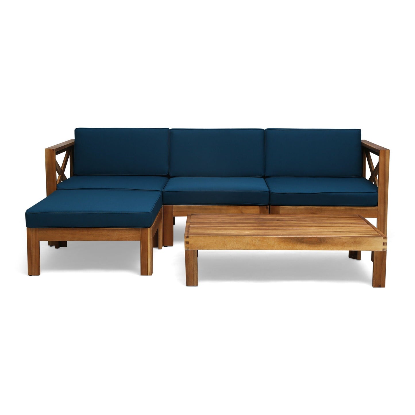 Radiat L Shaped Sofa Set with Teak and Cushions