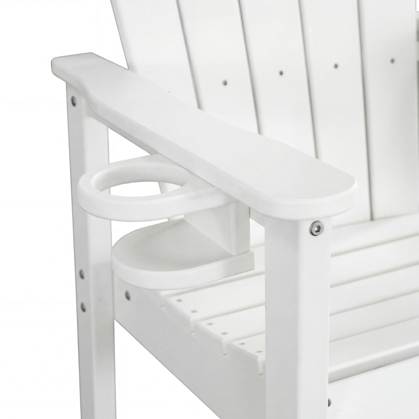 White Bar Height Adirondack Chair and Cup Holder