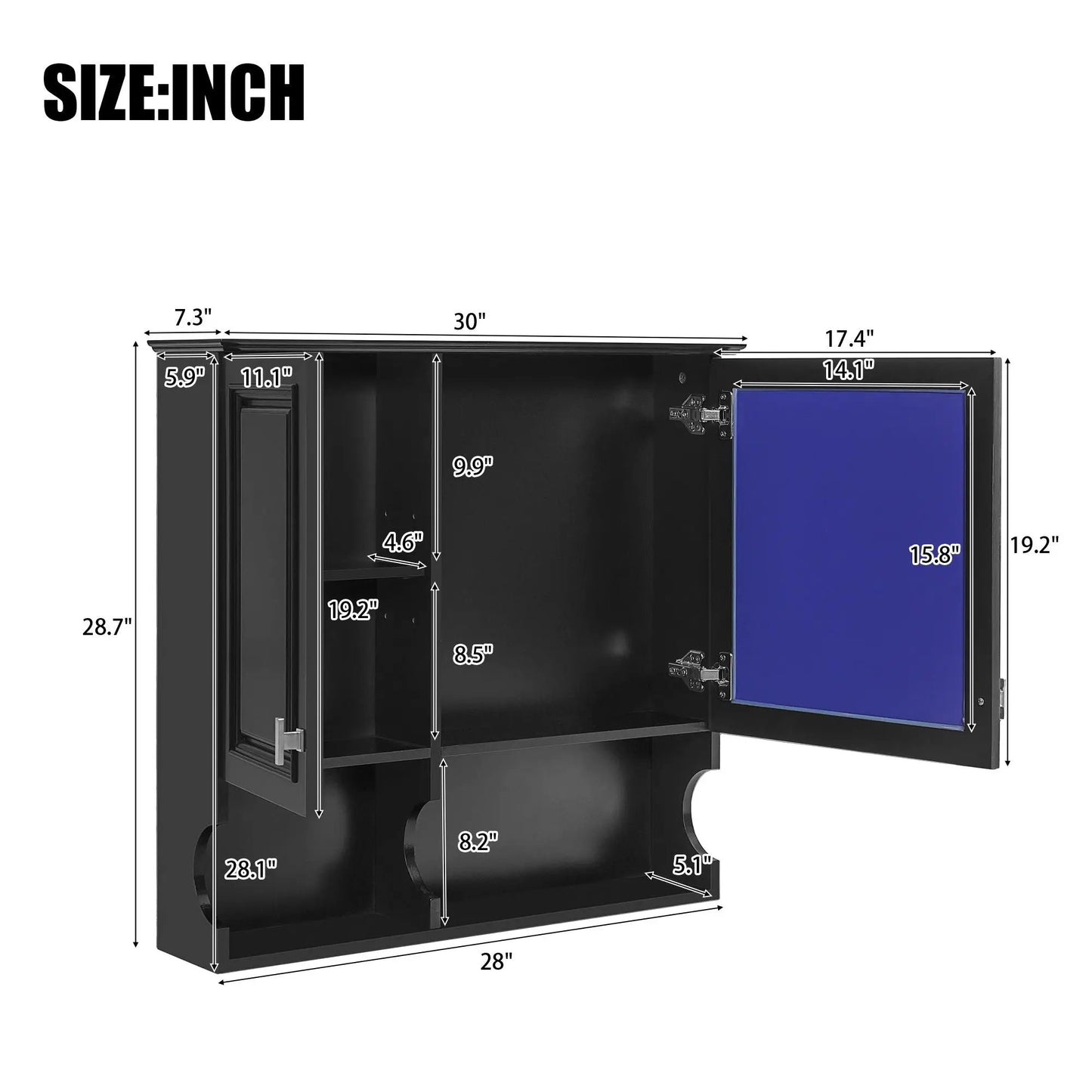 Wall Mounted Mirror Medicine Cabinet with Doors