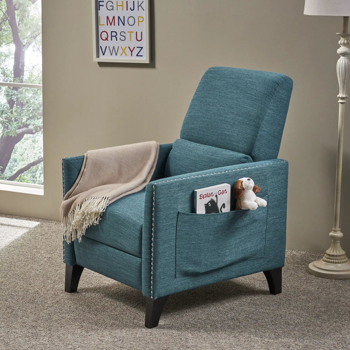 Kiersten Contemporary Fabric Pushback Recliner