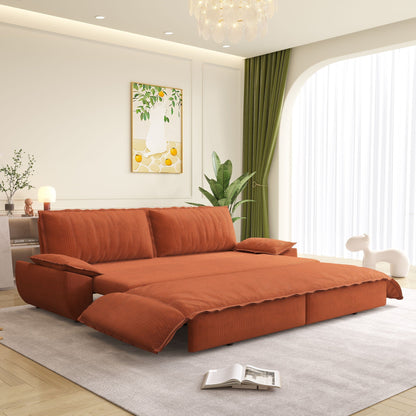 Queen pull-out sofa bed 3-in-1 sleeper in burnt orange fabric HouseOfZazla on Tampa Home & Garden Store