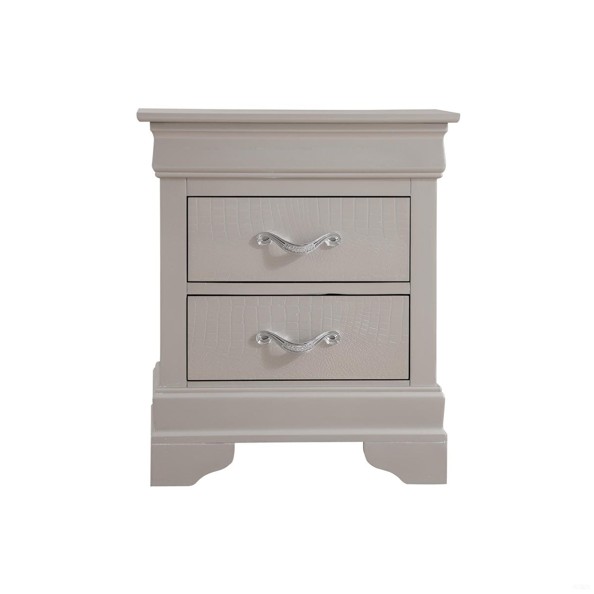 Accent nightstand HouseOfZazla with textured gray and crystal pulls on Tampa Home & Garden Store