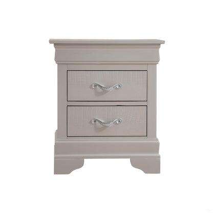 Accent nightstand HouseOfZazla with textured gray and crystal pulls on Tampa Home & Garden Store