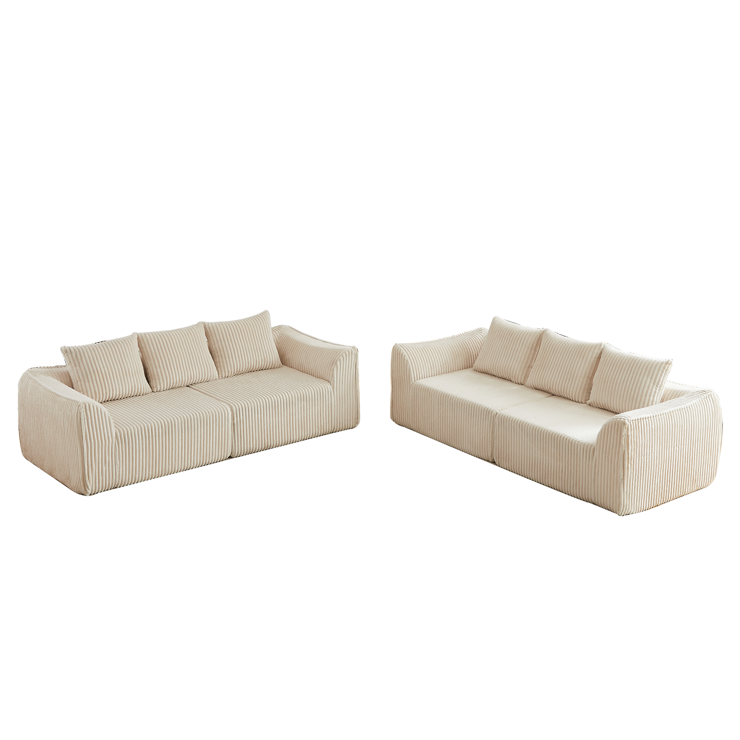 Minimalist and Durable Corduroy Six Seater Sofa