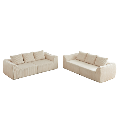 Minimalist and Durable Corduroy Six Seater Sofa