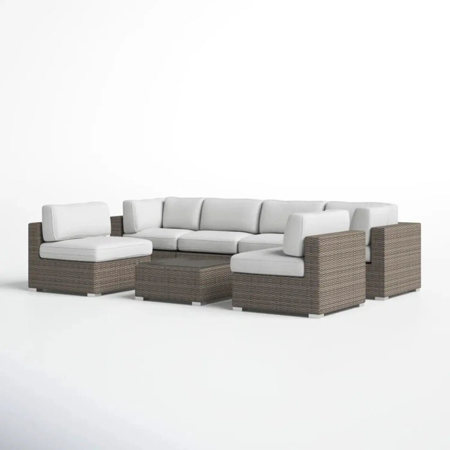4 Piece Outdoor Seating Set with white cushions in handcrafted wicker by Unique Piece Furniture on Tampa Home & Garden Store