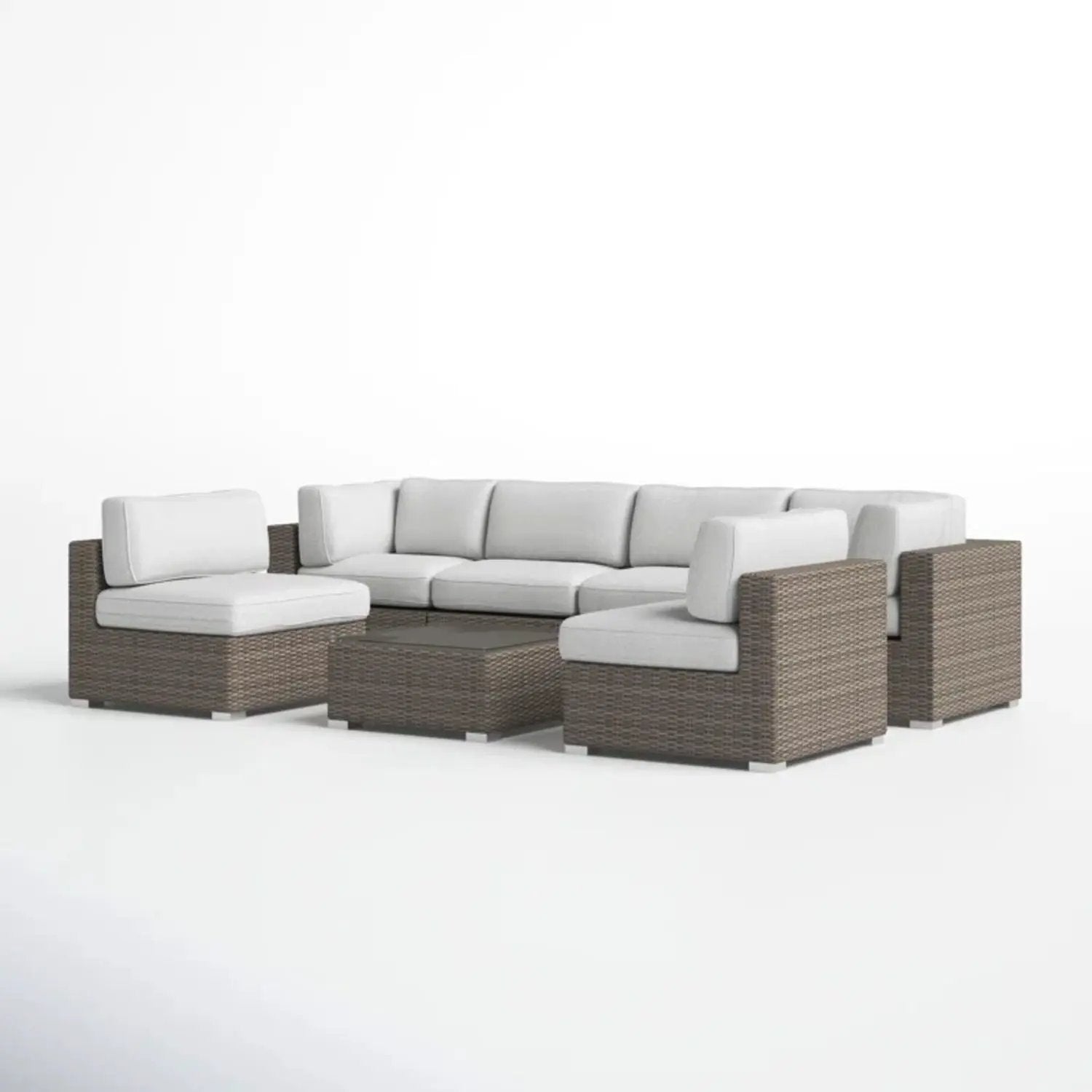 4 Piece Outdoor Seating Set with white cushions in handcrafted wicker by Unique Piece Furniture on Tampa Home & Garden Store