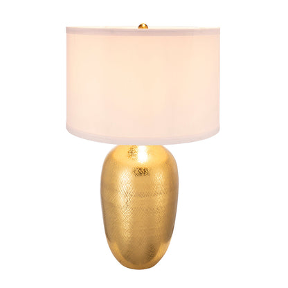 Table lamp D18x31 Round Gold aluminum base with white fabric shade by HouseOfZazla on Tampa Home & Garden Store