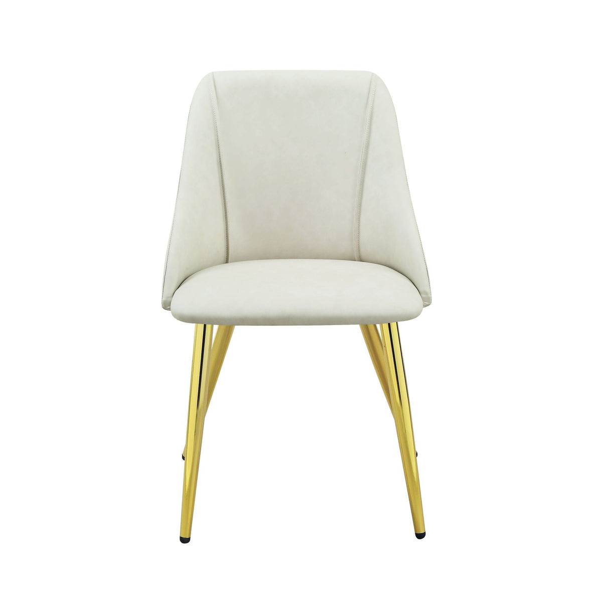 White synthetic leather side chair with gold-tone legs on Tampa Home & Garden Store