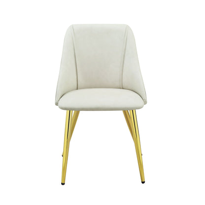 White synthetic leather side chair with gold-tone legs on Tampa Home & Garden Store