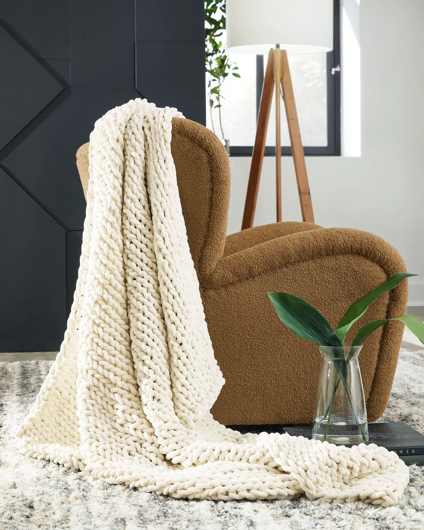 Chaddon Ivory Chenille Throw Set of Three