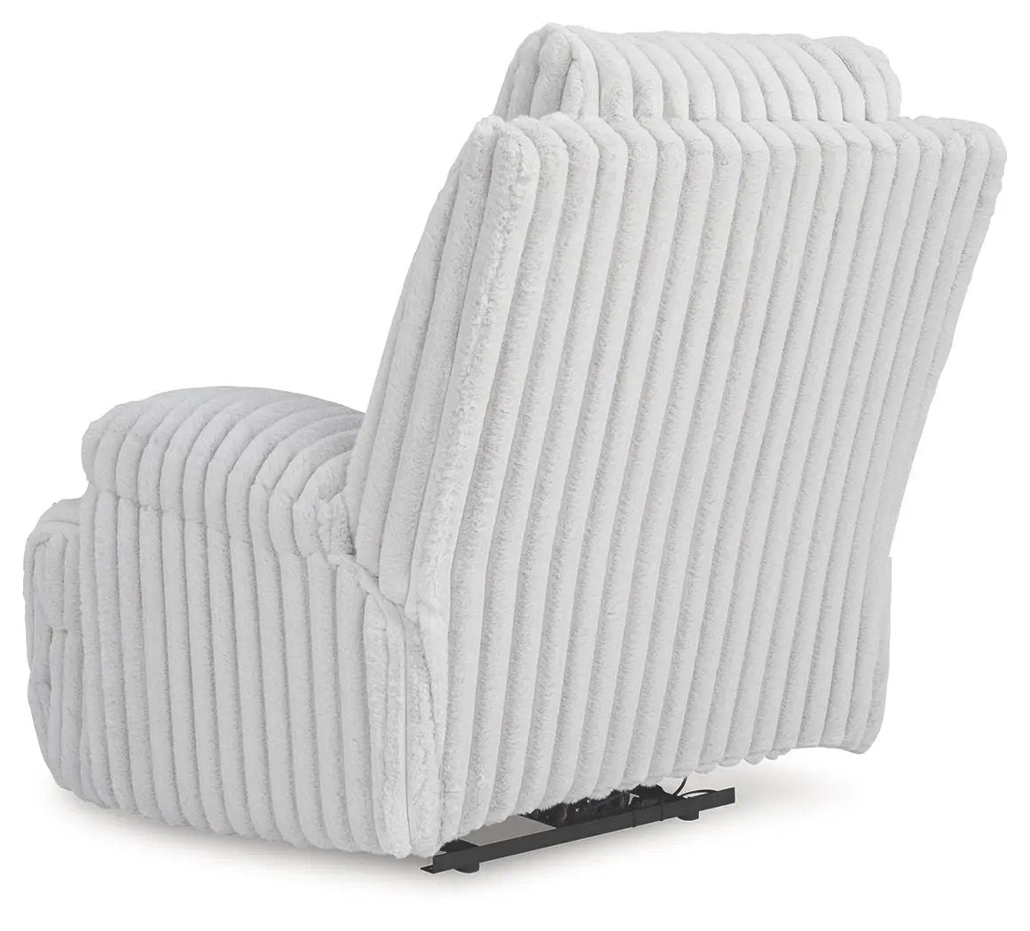 Rhines Falls Zero Wall Recliner Alloy by Unique Piece Furniture in plush light gray fabric on Tampa Home & Garden Store