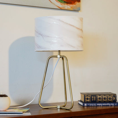 Optima desk lamp with white marble shade and brass tripod base on Tampa Home & Garden Store
