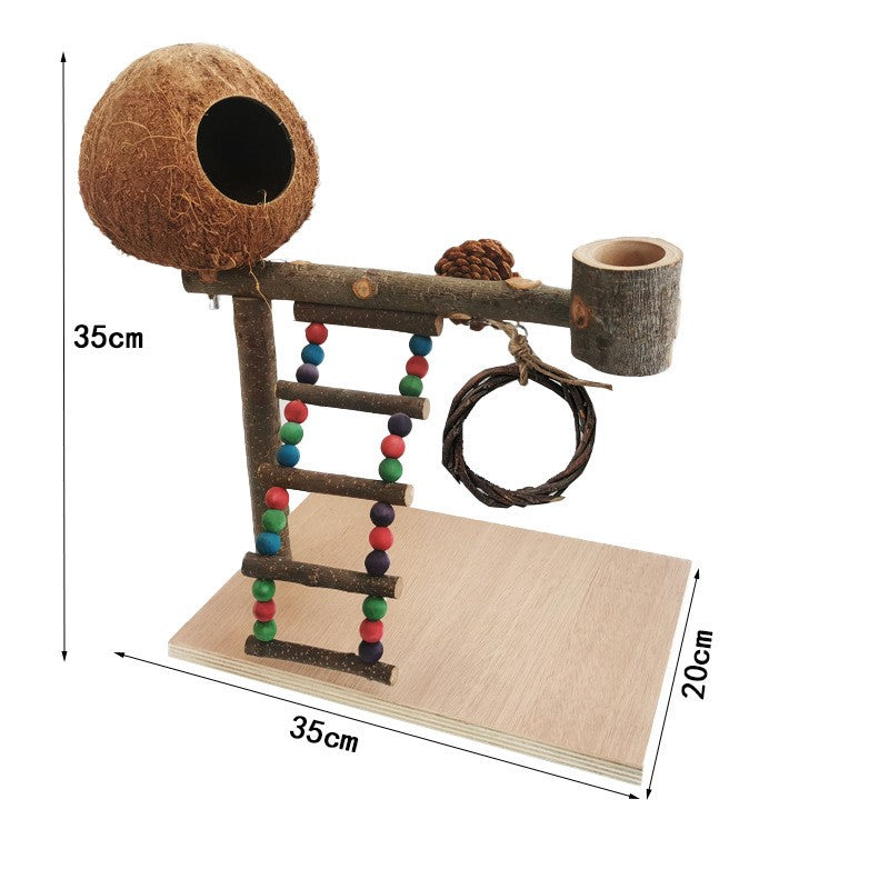 Solid wood parrot frame bird toy with coconut hideout and bead ladder by Sell My Stuff on Tampa Home & Garden Store