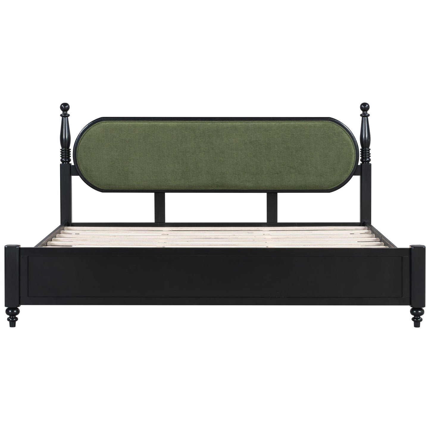 Modern King Bed Frame With Solid Wood Slats