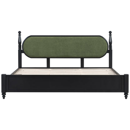 Modern King Bed Frame With Solid Wood Slats