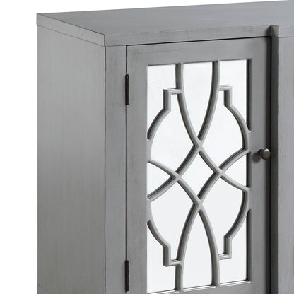 Magdi Console Cabinet antique gray with decorative metal lattice grille accent cabinet on Tampa Home & Garden Store