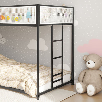 Adam bunk guard rail by HouseOfZazla on black metal bunk bed with white lattice panels on Tampa Home & Garden Store