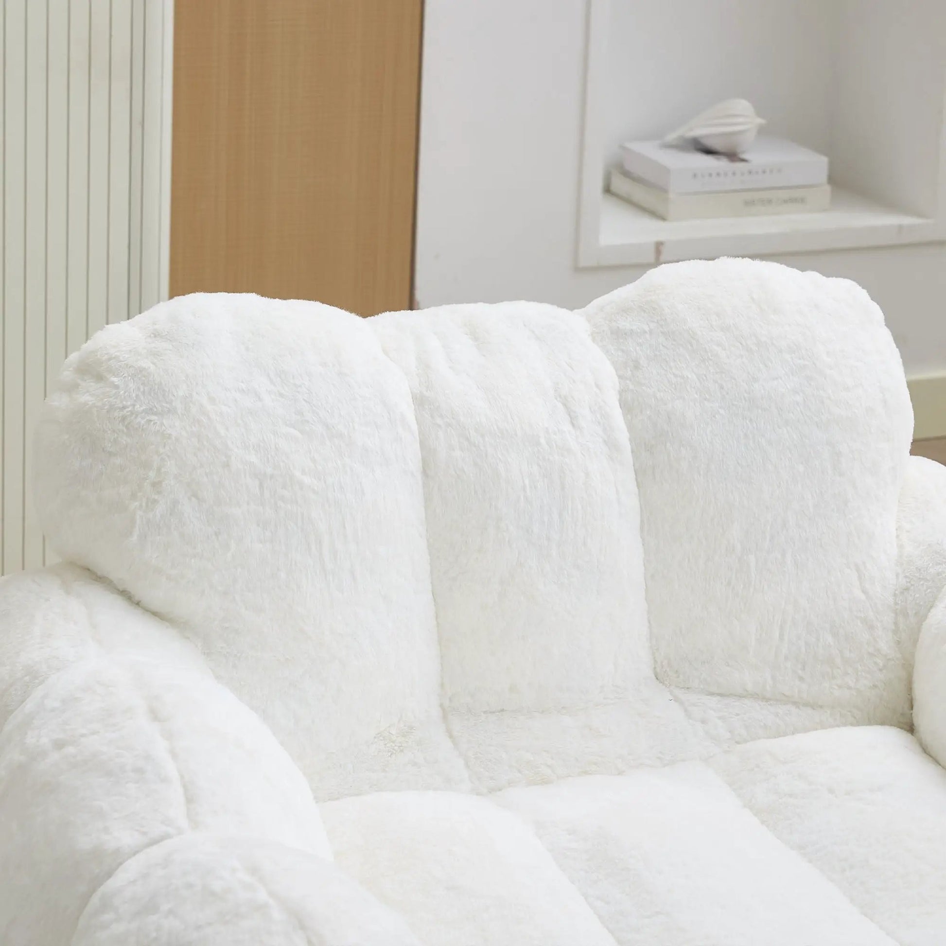 Lotus Style Compression Sofa Bean Bag, white plush fabric, set of 4 on Tampa Home & Garden Store