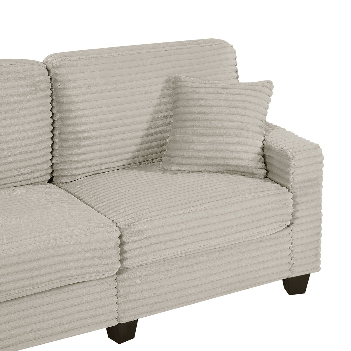 Upholstered U-shaped sectional sofa with movable ottoman and side storage pockets beige corduroy on Tampa Home & Garden Store