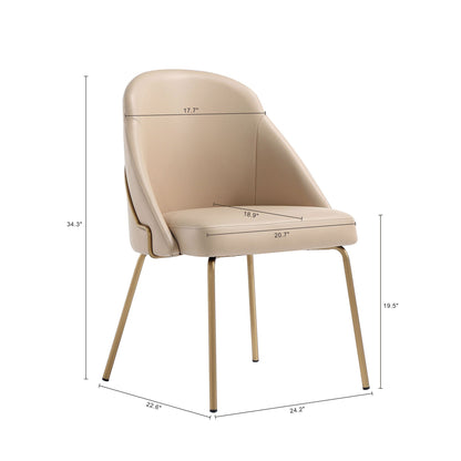 HouseOfZazla upholstered dining chair beige with high-density foam and gold legs on Tampa Home & Garden Store