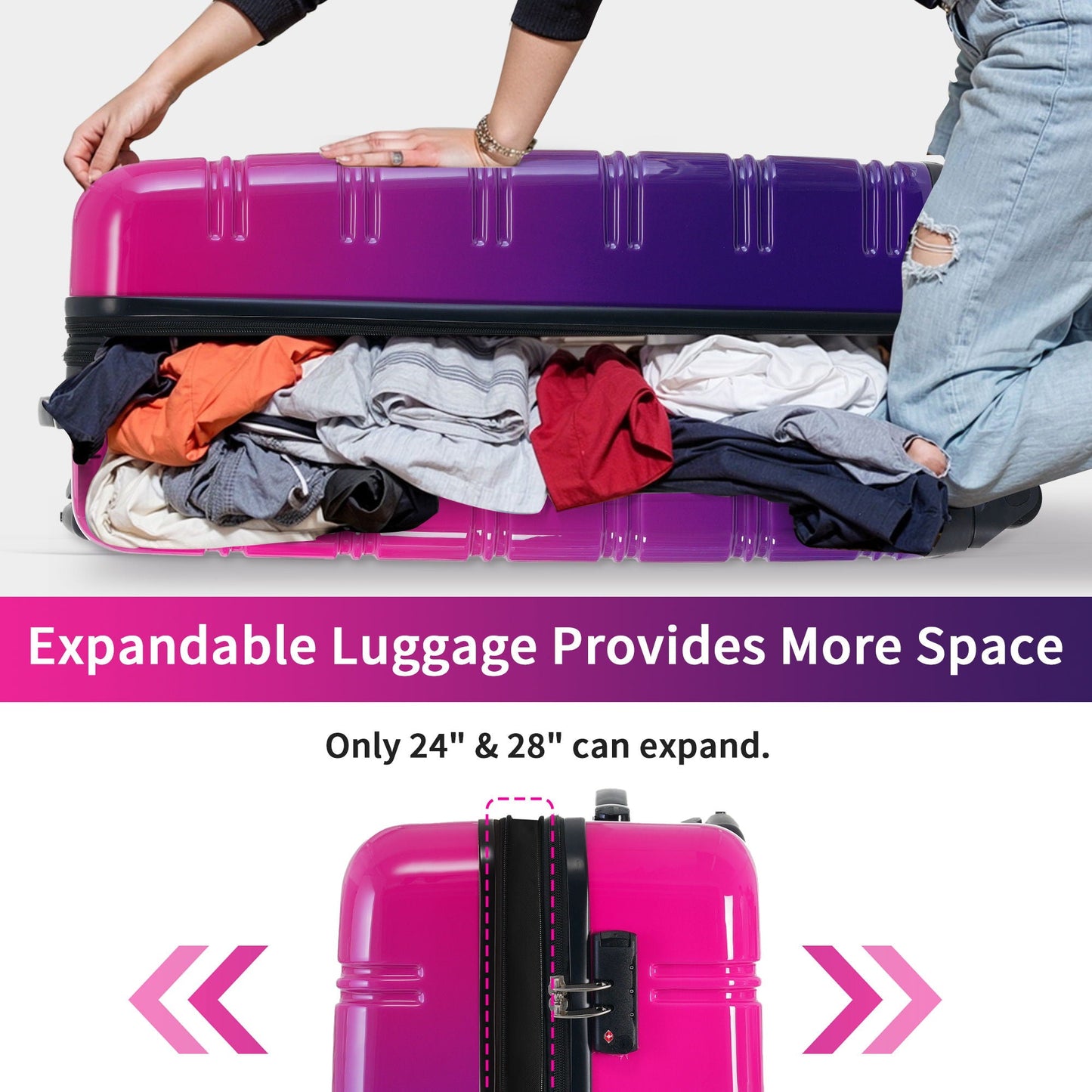 Hardshell gradient luggage set expandable 20/24/28 wheels TSA lock by HouseOfZazla on Tampa Home & Garden Store