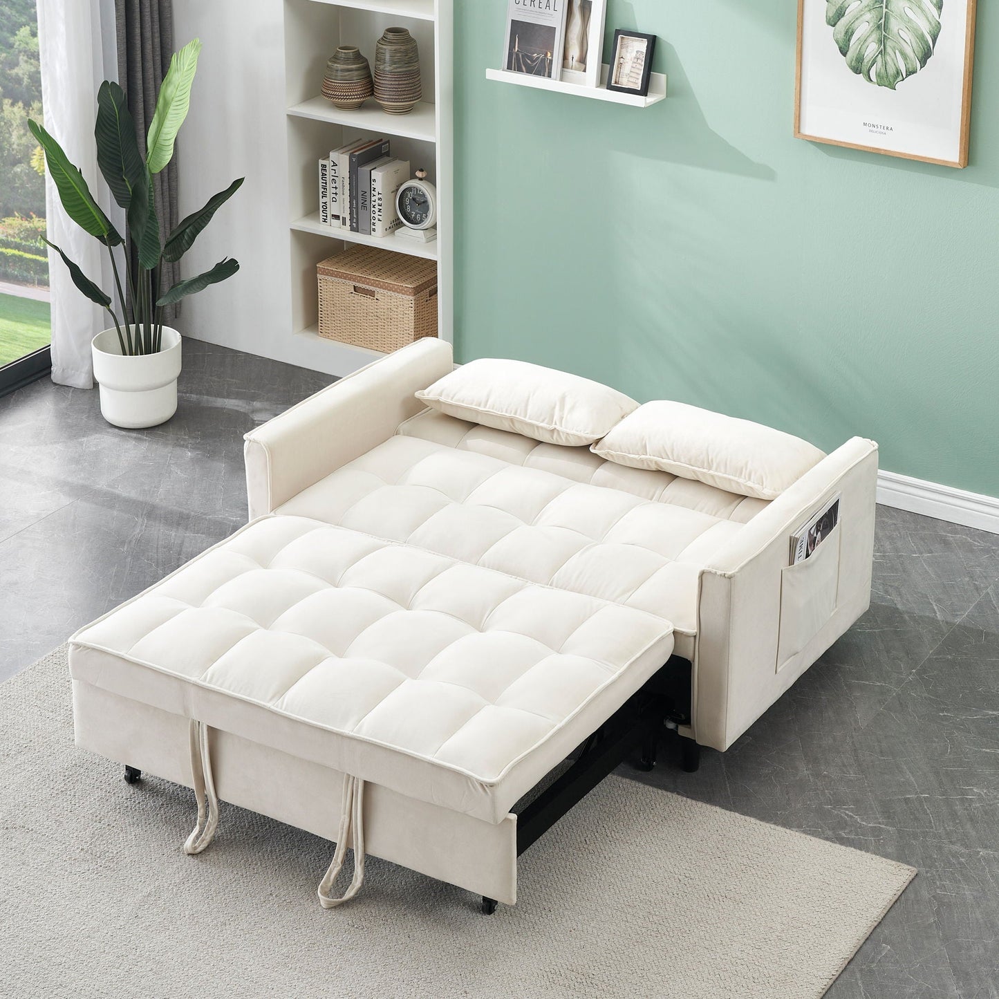 Large 3 In 1 Sofa Bed and Velvet Living Room