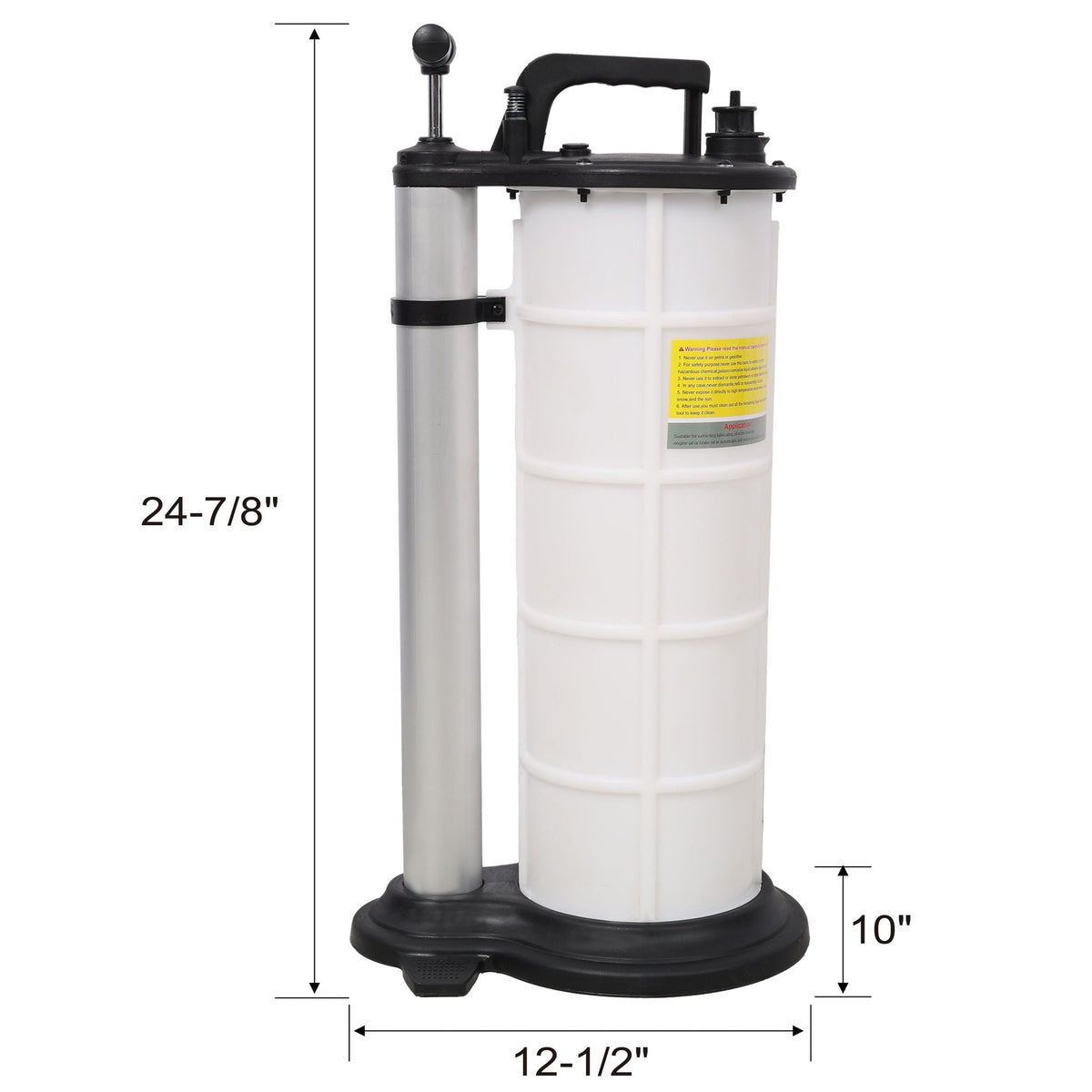 Pneumatic oil extractor pump for automotive fluids by HouseOfZazla, white reservoir with black top and gray shaft on Tampa Home & Garden Store