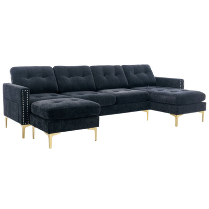 Modern Convertible Sectional Sofa and Ottoman