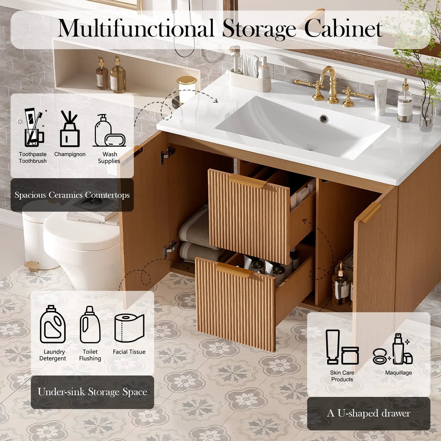 Modern Wall Mounted Vanity and Soft Close Doors