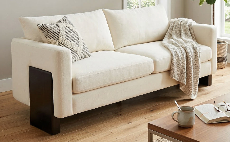 Modern 3 Seater Sofa and Chenille Upholstery
