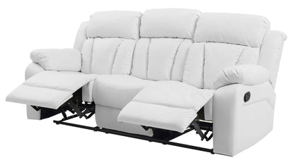 Reclining sofa three-seat white upholstery with extended footrest on Tampa Home & Garden Store