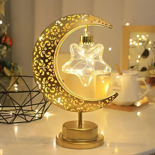 Crescent Moon LED Table Lamp – Festive Decorative Light for Home & Celebration - Tampa Home & Garden Store