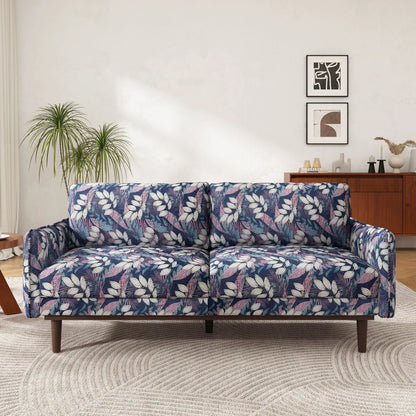 2 seater loveseat with blue-pink leaf print and spacious seating in a stylish living room on Tampa Home & Garden Store