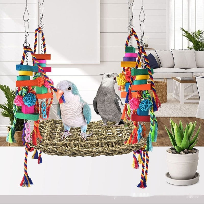 Parrot Toys Climbing Net Hammock for bird cage, colorful rope blocks, two parrots Sell My Stuff on Tampa Home & Garden Store