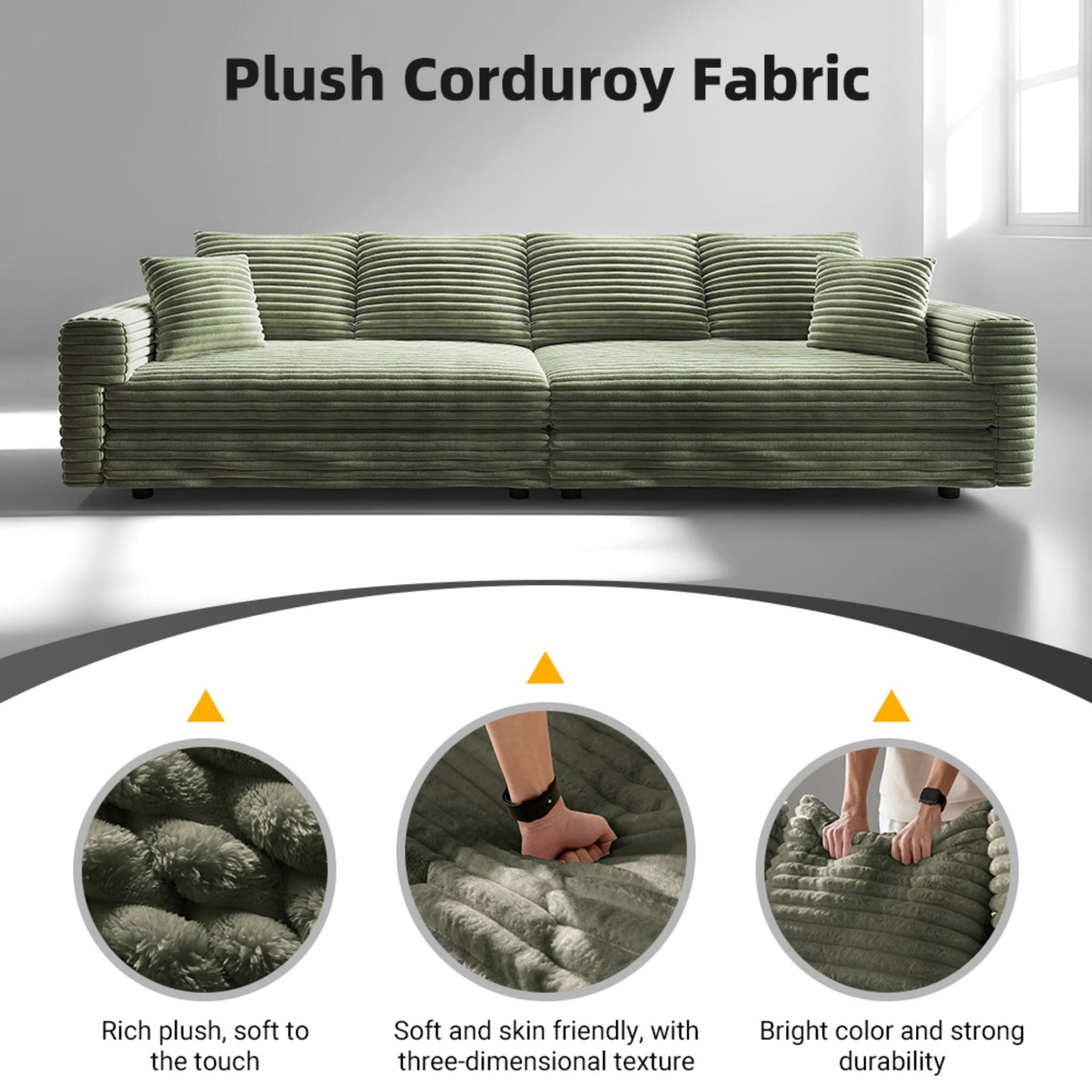 Convertible Sofa With Deep Seat and Pillows