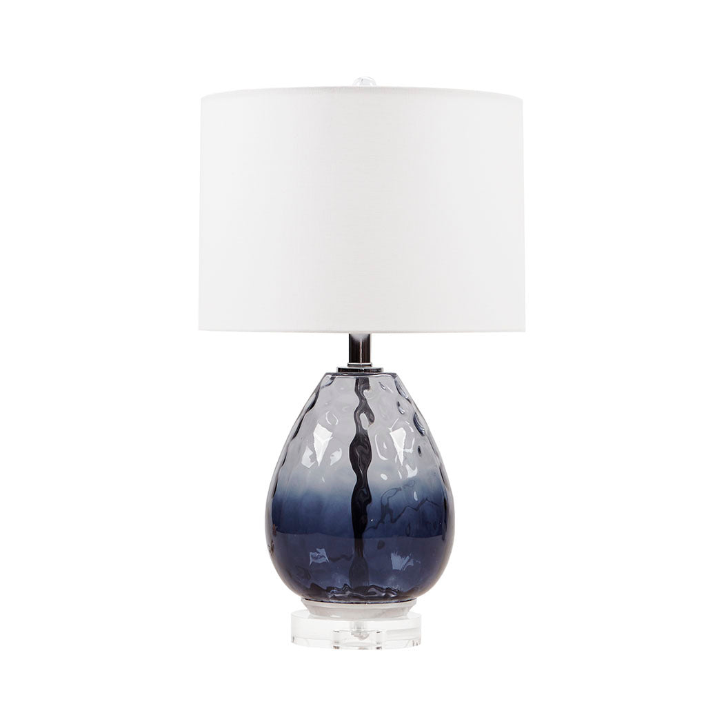 Ombre Glass Table Lamp with blue gradient glass base and white shade by HouseOfZazla on Tampa Home & Garden Store