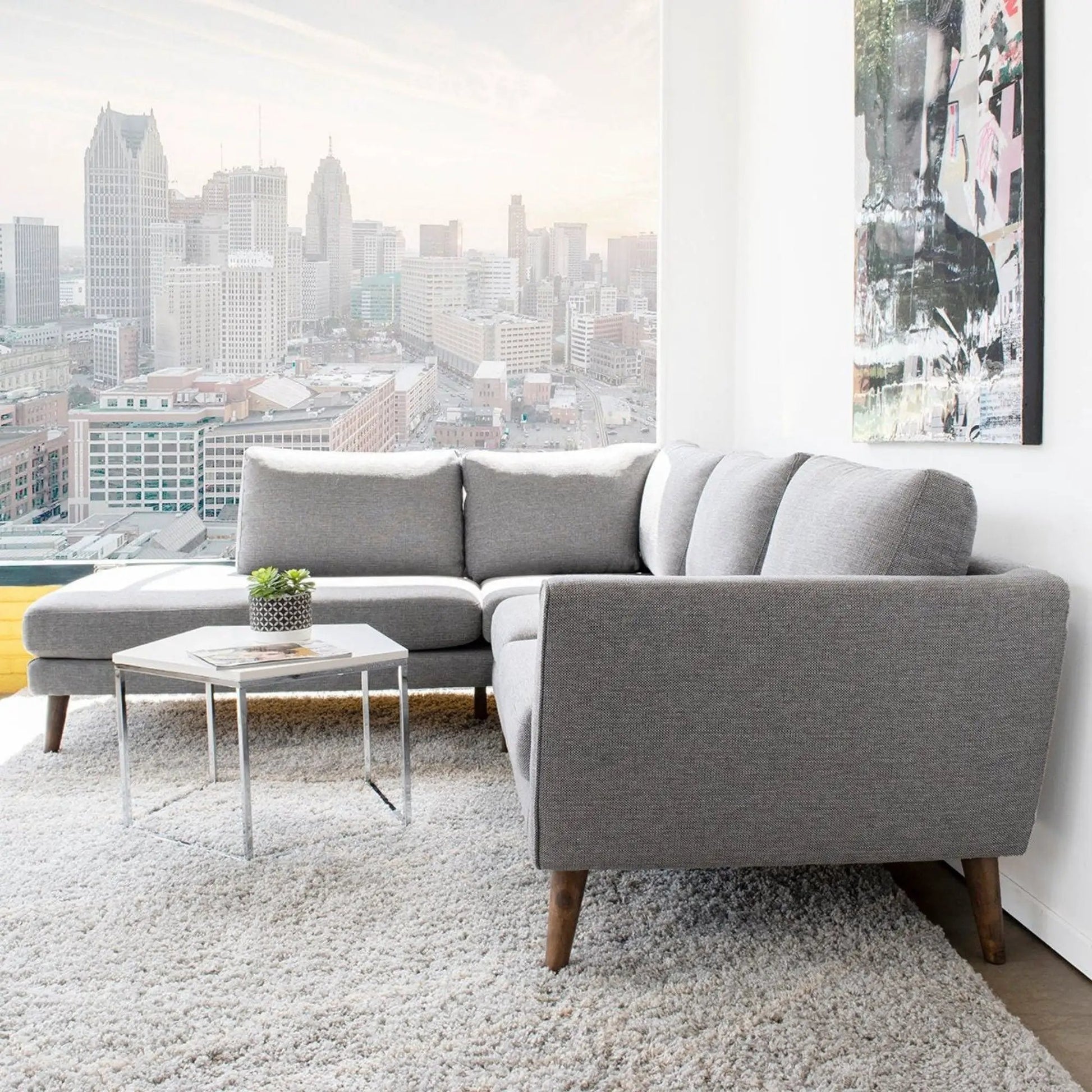 Benson sectional sofa with chaise in gray fabric by Unique Piece Furniture on Tampa Home & Garden Store