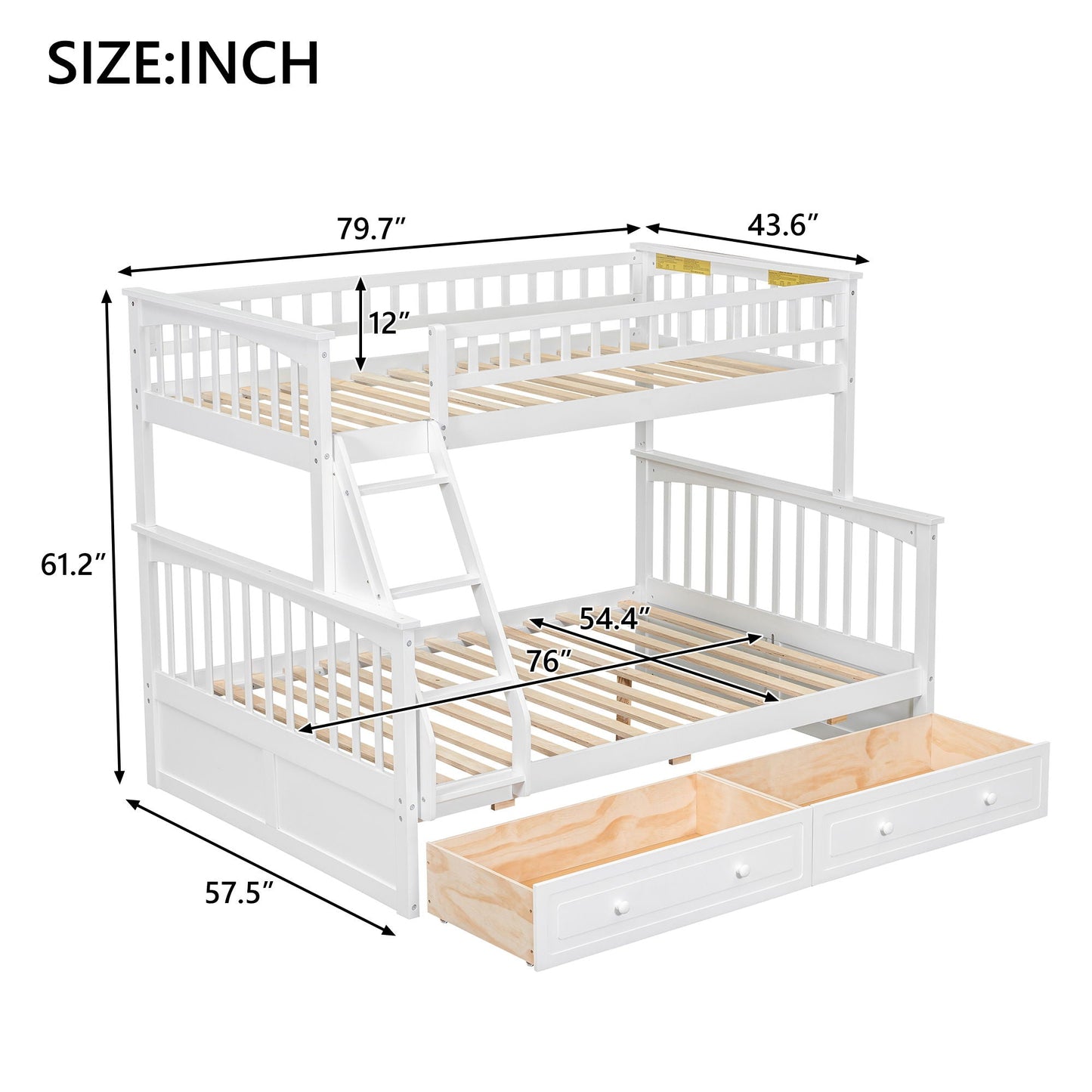 Bunk bed with drawers HouseOfZazla white wooden convertible storage bunk bed on Tampa Home & Garden Store