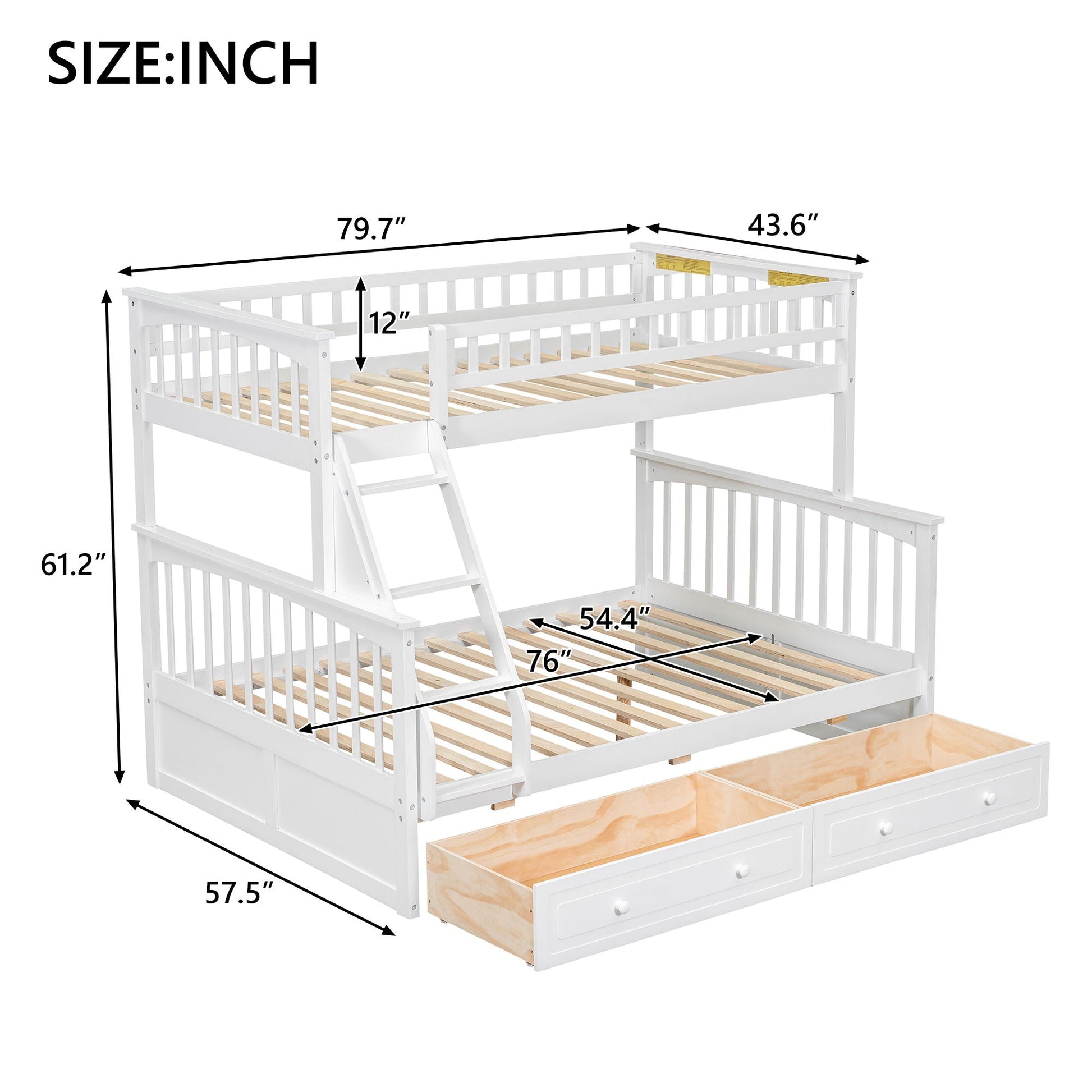 Bunk bed with drawers HouseOfZazla white wooden convertible storage bunk bed on Tampa Home & Garden Store