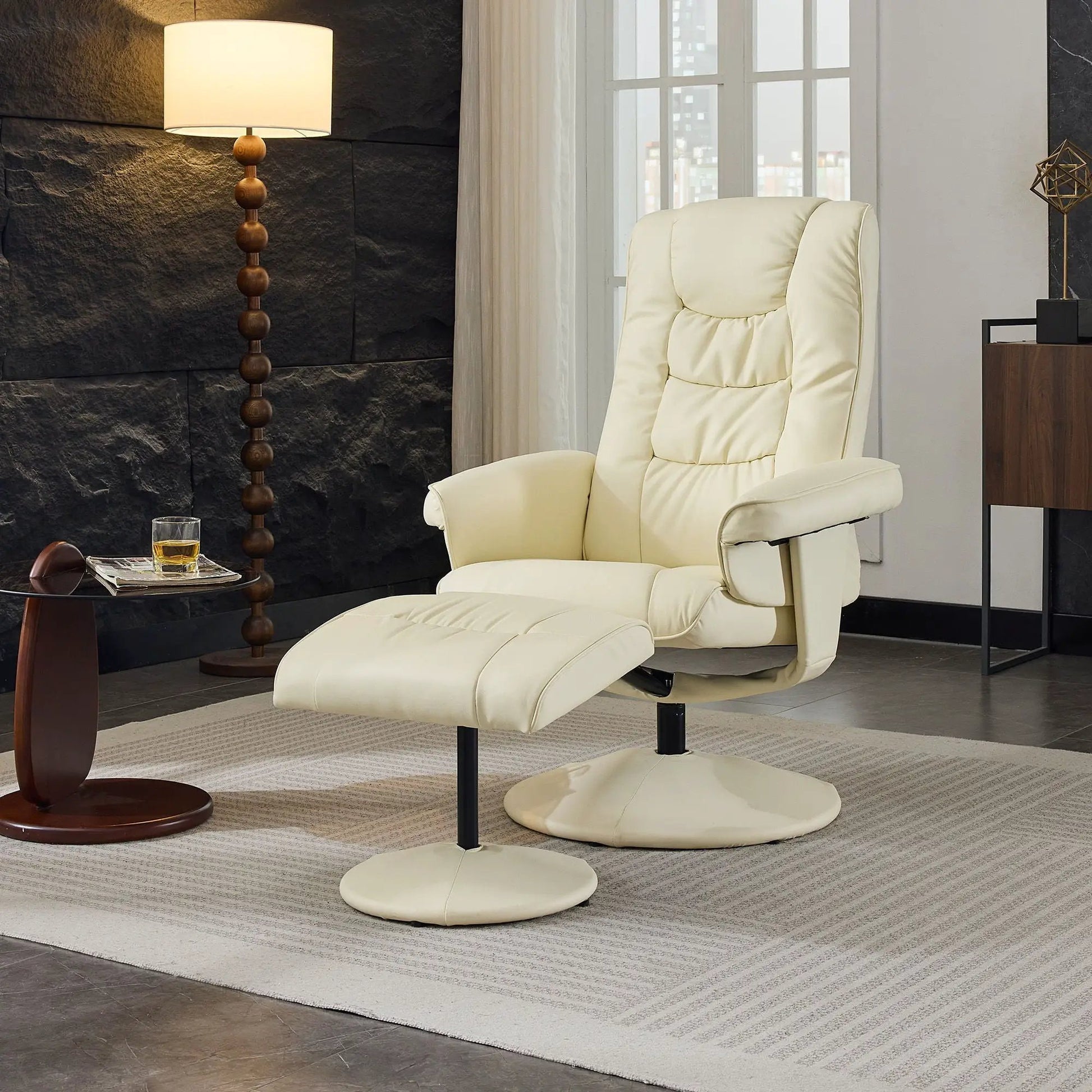 Recliner Chair with Ottoman in cream upholstery Unique Piece Furniture on Tampa Home & Garden Store