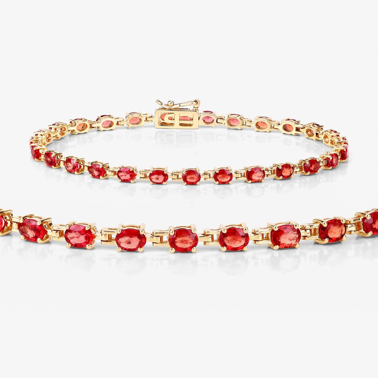 7.00 carat orange sapphire bracelet in 14K yellow gold with red-orange gems Bids.com on Tampa Home & Garden Store