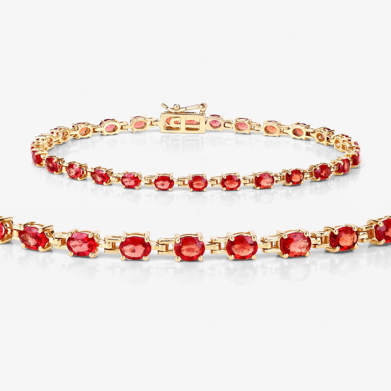 7.00 carat orange sapphire bracelet in 14K yellow gold with red-orange gems Bids.com on Tampa Home & Garden Store
