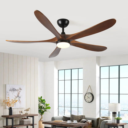 Solid Wood Ceiling Fan With Remote Light Brown