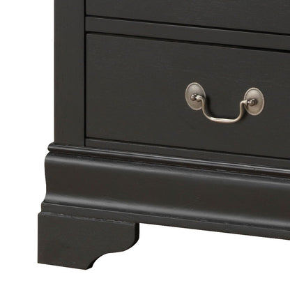 Lingerie chest, traditional black finish with silver drawer pull and decorative base on Tampa Home & Garden Store